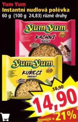 Norma Yum Yum instantní nudlová polévka nabídka