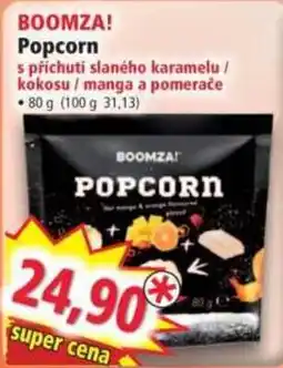 Norma Boomza popcorn s příchutí slaného karamelu / kokosu / manga a pomeranče nabídka