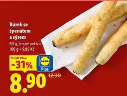 Lidl Burek se špenátem a sýrem, 90 g, jemné pečivo nabídka