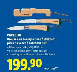 Lidl PARKSIDE Brousek na sekery a nože / Sklápěcí pilka na větve / Zahradní nůž nabídka