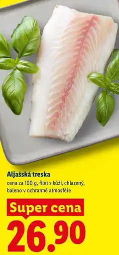 Lidl Aljašská treska, cena za 100 g, filet s kůží nabídka