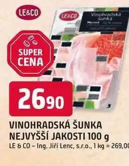 VINOHRADSKÁ ŠUNKA NEJVYŠŠÍ JAKOSTI