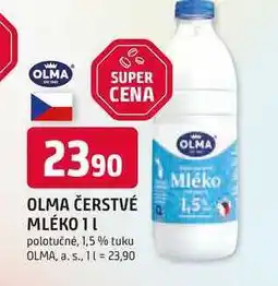 Trefa OLMA ČERSTVÉ MLÉKO 1l polotučné, 1,5 % tuku nabídka