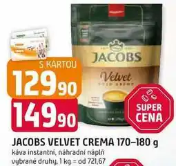 Trefa JACOBS VELVET CREMA 170-180 g káva instantní, náhradní náplň nabídka