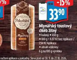 Albert Mlynářský toustový chléb žitný balený nabídka