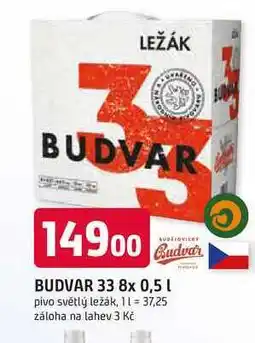 Trefa BUDVAR 33 8x 0,5l pivo světlý ležák nabídka