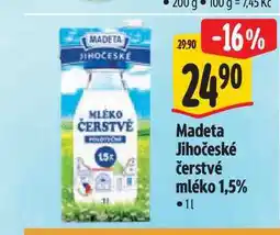 Albert Madeta Jihočeské čerstvé mléko 1,5% nabídka