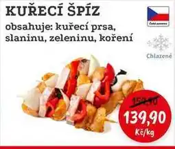 RABBIT řeznictví KUŘECÍ ŠPÍZ obsahuje: kuřecí prsa, slaninu, zeleninu, koření nabídka
