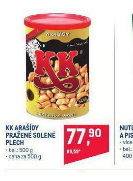 Makro Kk arašídy pražené, solené plech nabídka