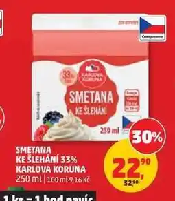 Penny Market Smetana ke šlehání 33% Karlova Koruna nabídka