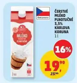 Penny Market Čerstvé mléko plnotučné 3,5% Karlova Koruna nabídka