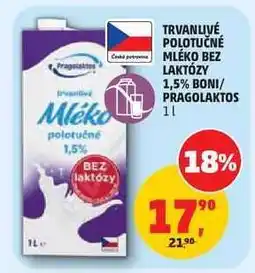Penny Market Trvanlivé polotučné mléko bez laktózy 1,5% Boni/Pragolaktos nabídka