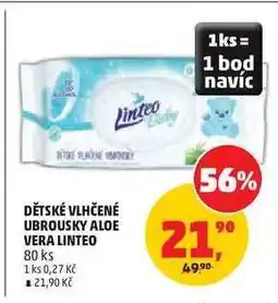 Penny Market Dětské vlhčené ubrousky Aloe Vera Linteo nabídka