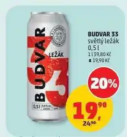 Penny Market Budvar 33 světlý ležák 0,5 l nabídka
