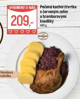 Globus Pečená kachní čtvrtka s červeným zelím a bramborovými knedlíky nabídka
