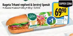 Albert Bistro Bageta Trhané vepřové & čerstvý špenát nabídka