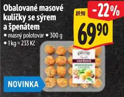Albert Klubové obalované masové kuličky se sýrem a špenátem nabídka