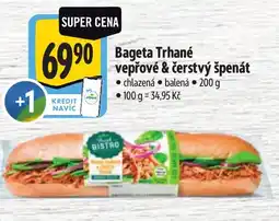 Albert Bistro Bageta Trhané vepřové & čerstvý špenát nabídka