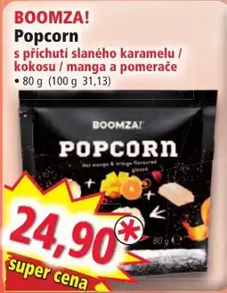 Norma Boomza popcorn s příchuťi slaného karamelu / kokosu / manga a pomeranče nabídka