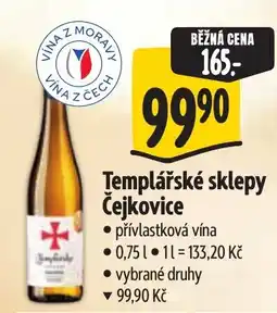 Albert Templářské sklepy Čejkovice nabídka