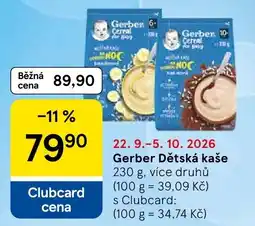 Tesco Gerber Dětská kaše nabídka