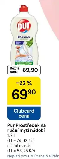 Tesco Pur prostředek na ruční mytí nádobí nabídka