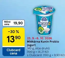 Tesco Mlékárna Kunín Probio jogurt nabídka