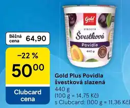 Tesco Gold Plus švestková slazená povidla nabídka
