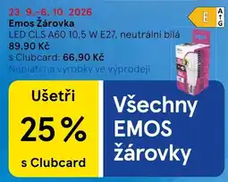 Tesco Emos Žárovka LED CLS A60 10,5 W E27, neutrální bílá nabídka
