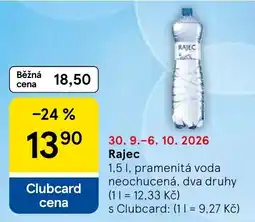 Tesco Rajec pramenitá voda neochucená nabídka