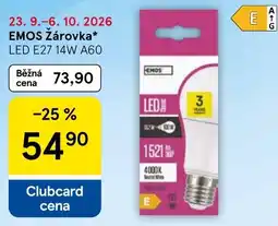 Tesco Emos žárovka led e27 14w a60 nabídka