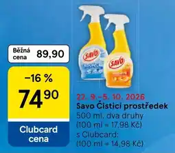 Tesco Savo čistící prostředek nabídka