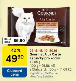 Tesco Gourmet a la Carte kapsičky pro kočky nabídka