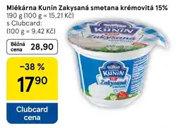 Tesco Mlékárna Kunín Zakysaná smetana krémovitá 15% nabídka