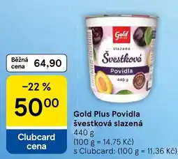 Tesco Gold Plus švestková slazená povidla nabídka