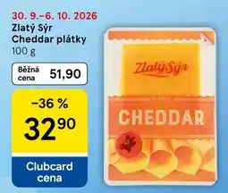 Tesco Zlatý Sýr Cheddar plátky nabídka