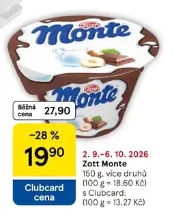 Tesco Zott Monte nabídka