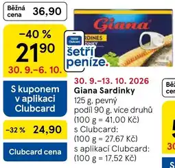 Tesco Giana sardinky nabídka