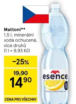 Tesco Mattoni mineralní voda ochucená nabídka