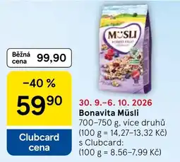 Tesco Bonavita Müsli nabídka