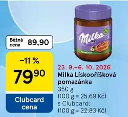 Tesco Milka Lískooříšková pomazánka nabídka
