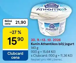 Tesco Kunin Athentikos bílý jogurt nabídka