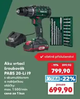 Kaufland Parkside aku vrtací šroubovák pabs 20-li i9 nabídka