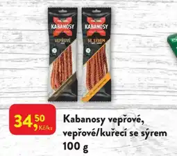 MP Krásno Kabanosy vepřové, vepřové/kuřecí se sýrem nabídka
