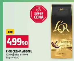 Terno L'OR CREMA ABSOLU 1000 g káva zrnková nabídka