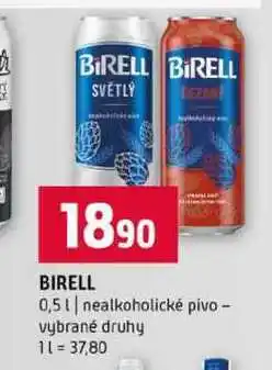 Terno BIRELL 0,5l nealkoholické pivo vybrané druhy nabídka