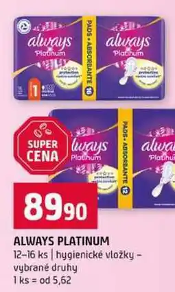 Terno ALWAYS PLATINUM 12-16 ks hygienické vložky vybrané druhy nabídka