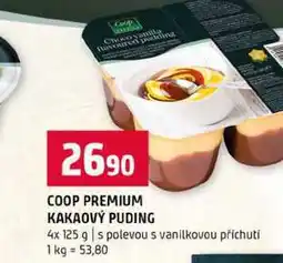 Terno COOP PREMIUM KAKAOVÝ PUDING 4x 125 g s polevou s vanilkovou příchutí nabídka