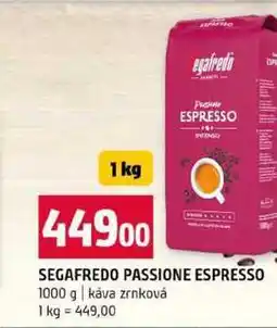 Terno SEGAFREDO PASSIONE ESPRESSO 1000 g káva zrnková nabídka