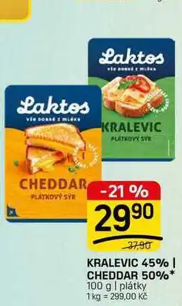Flop KRALEVIC 45% | CHEDDAR 50% 100 g | plátky nabídka